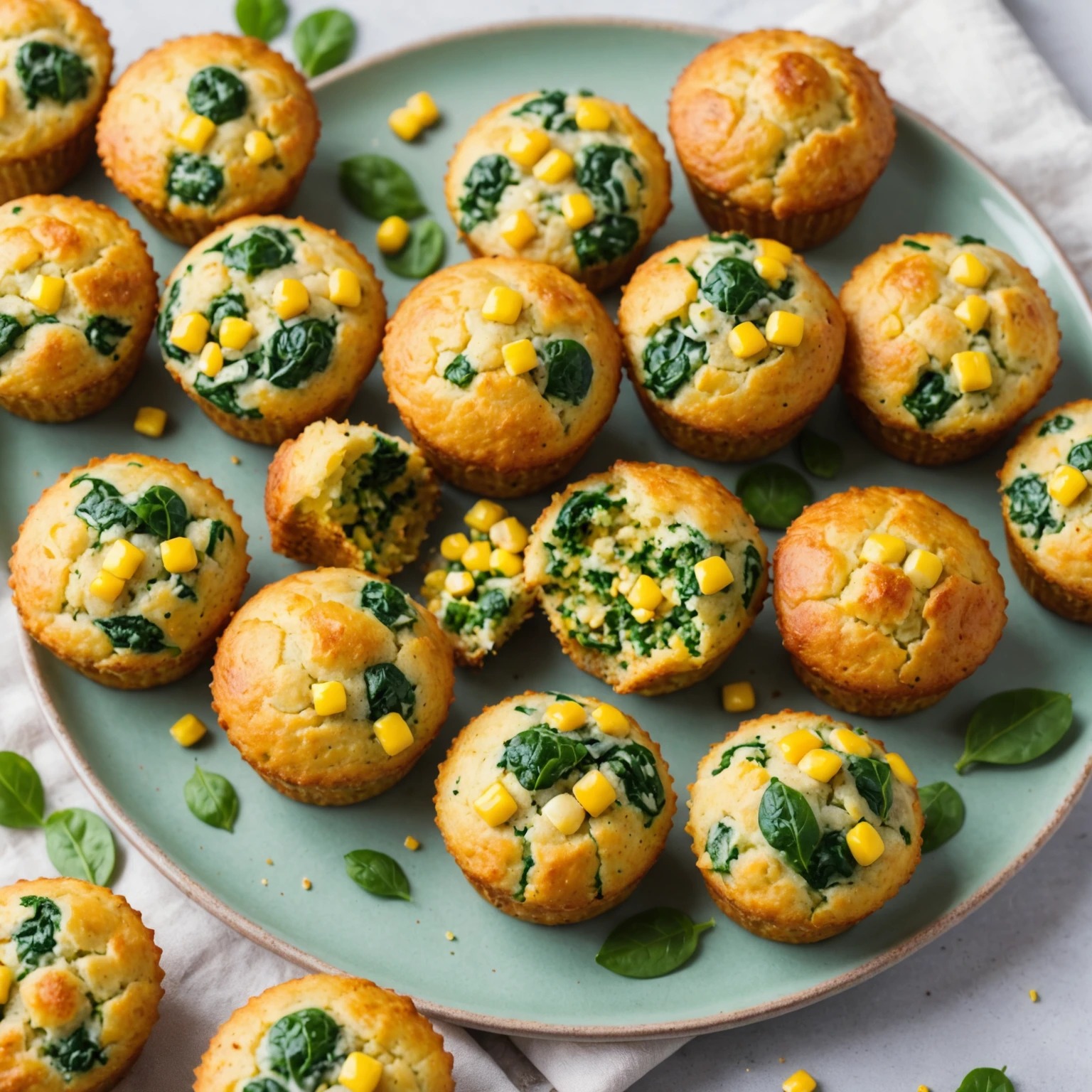Savory Spinach and Sweet Corn Mini Muffins
