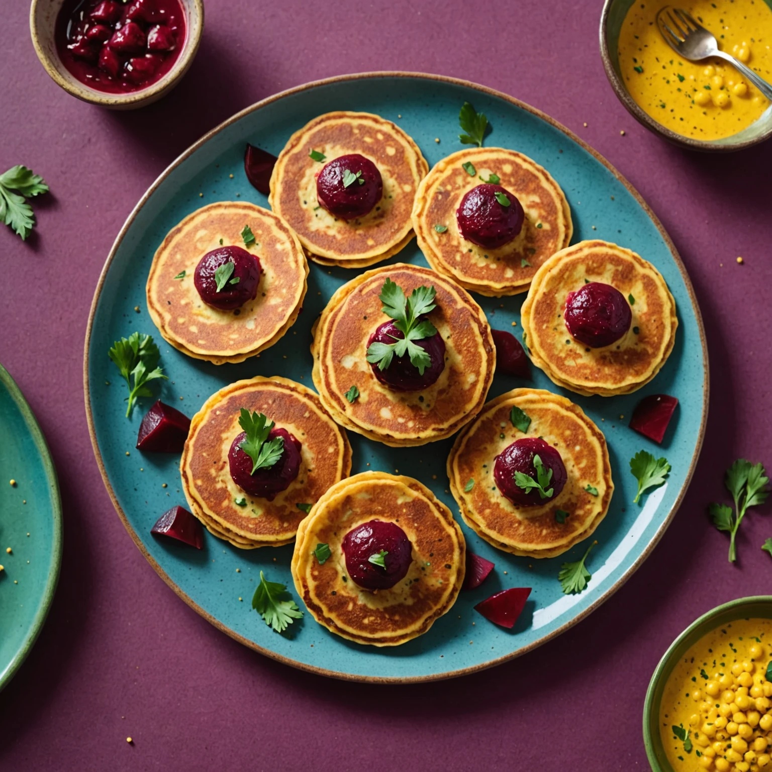 Savory Chickpea and Beetroot Mini Pancakes