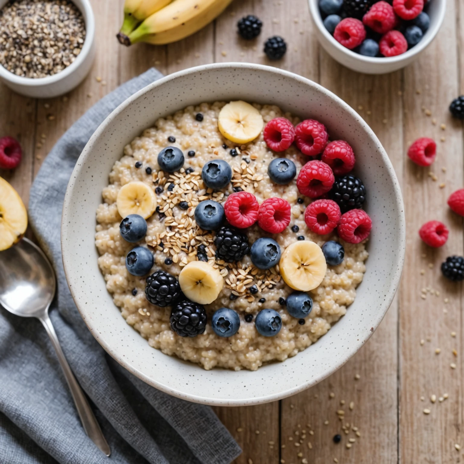 Creamy Quinoa Porridge with Berries and Chia Seeds