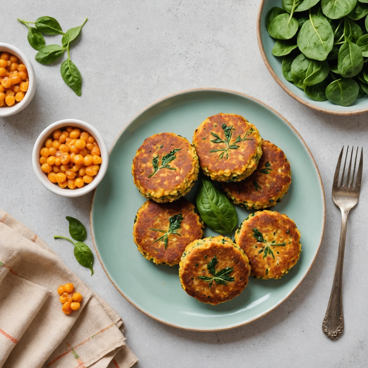 Vegetable and Chickpea Patties with Hidden Spinach