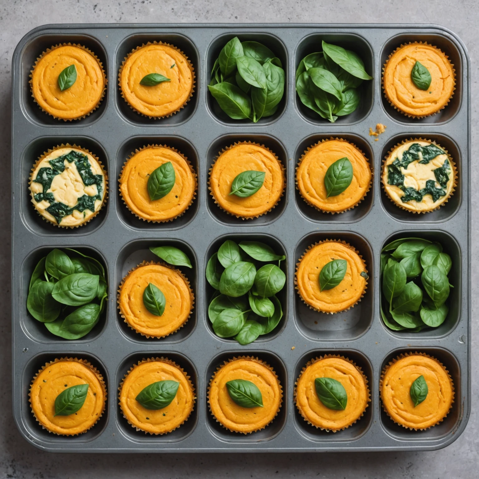 Sweet Potato and Spinach Mini Savoury Cheesecakes