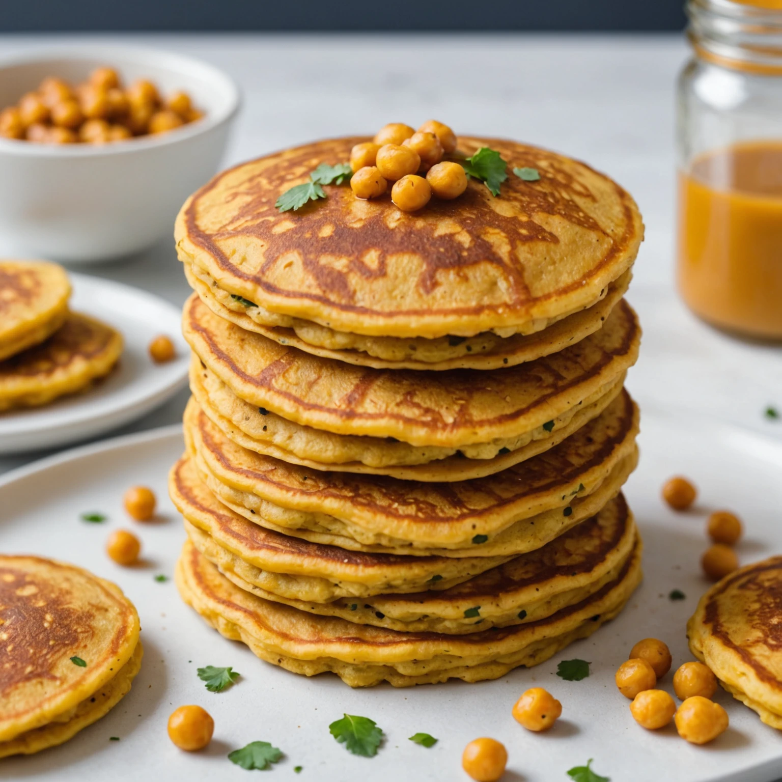 Pumpkin and Chickpea Savory Pancakes with Mild Curry Spice