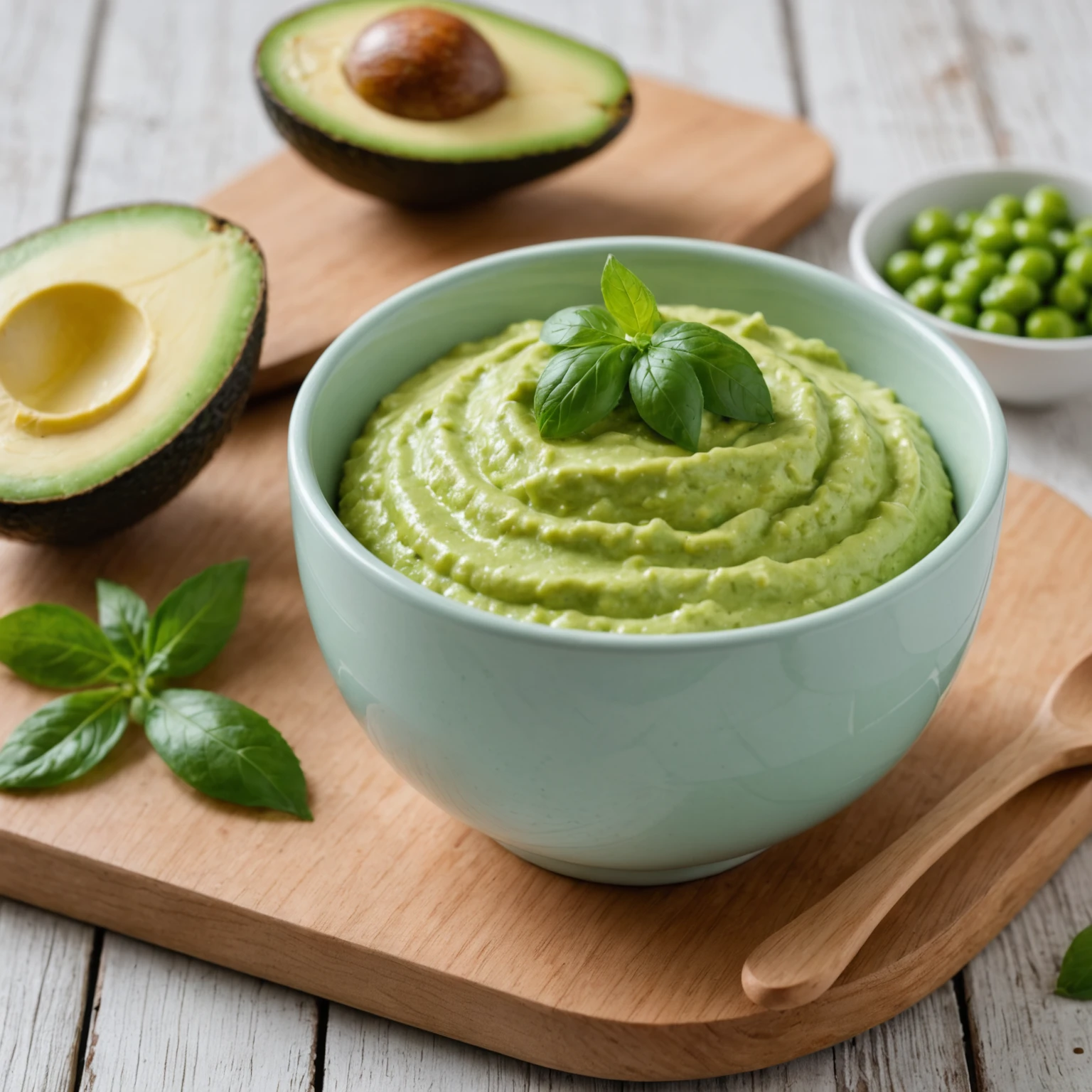 Creamy Avocado and Pea Puree with a Hint of Basil