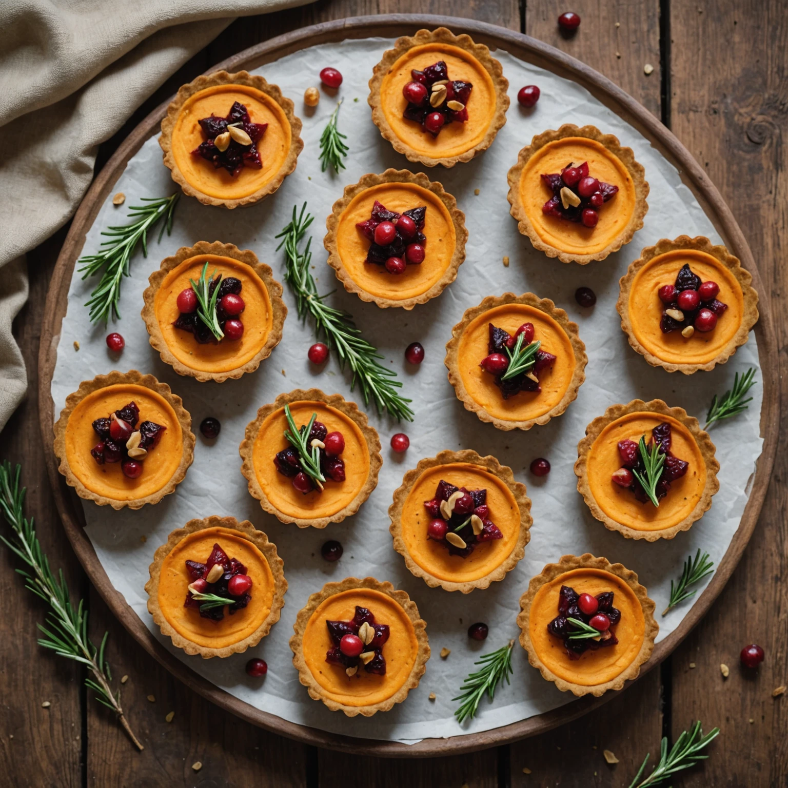Festive Sweet Potato and Cranberry Savoury Tartlets