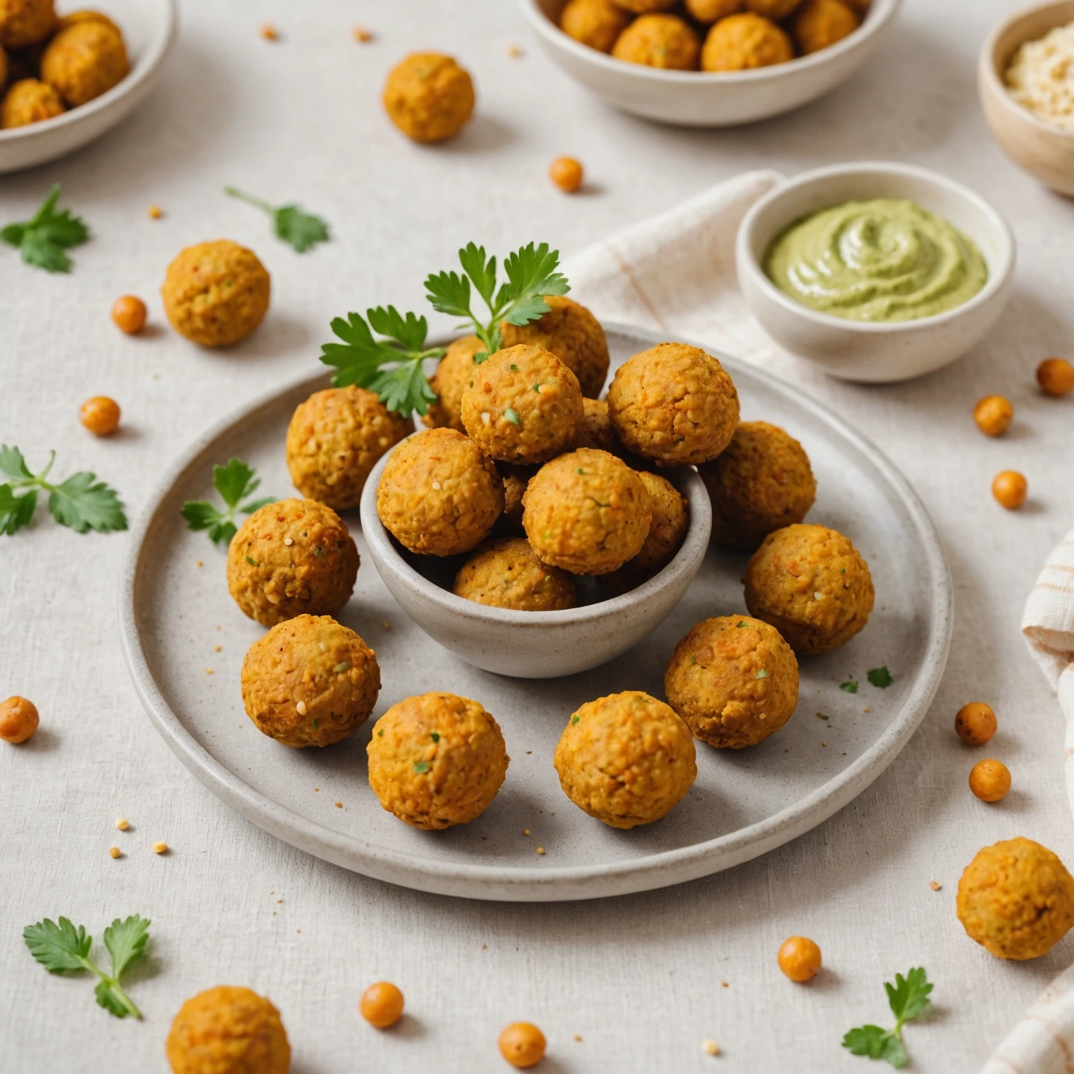 Mini Chickpea and Sweet Potato Falafel Bites with Tahini Dip