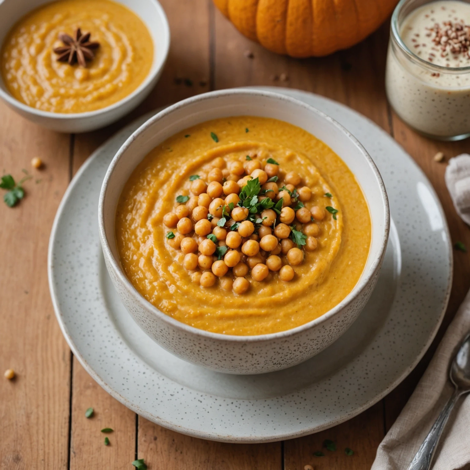 Iron-Enriched Pumpkin and Chickpea Porridge with Flaxseed