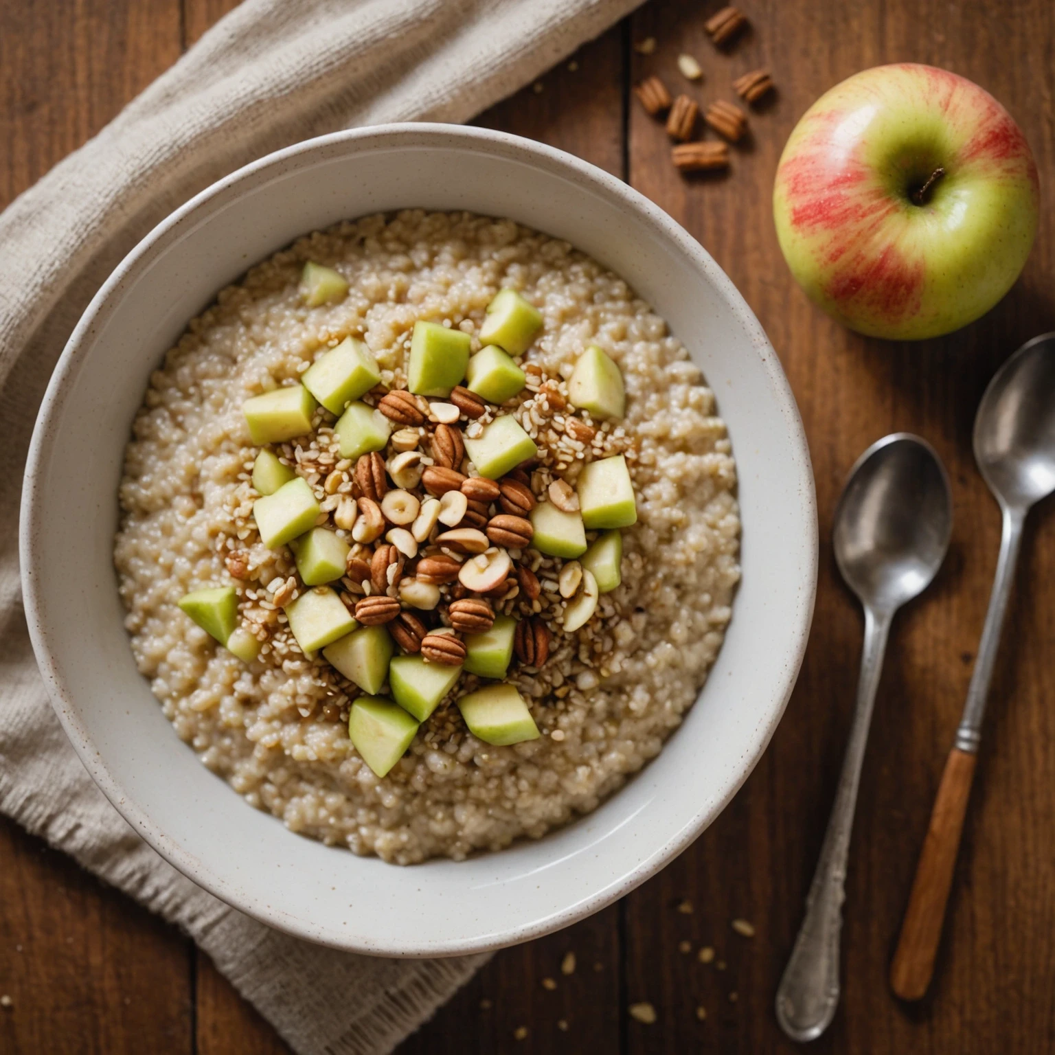 Spiced Quinoa and Apple Toddler Porridge with Cinnamon and Nutmeg