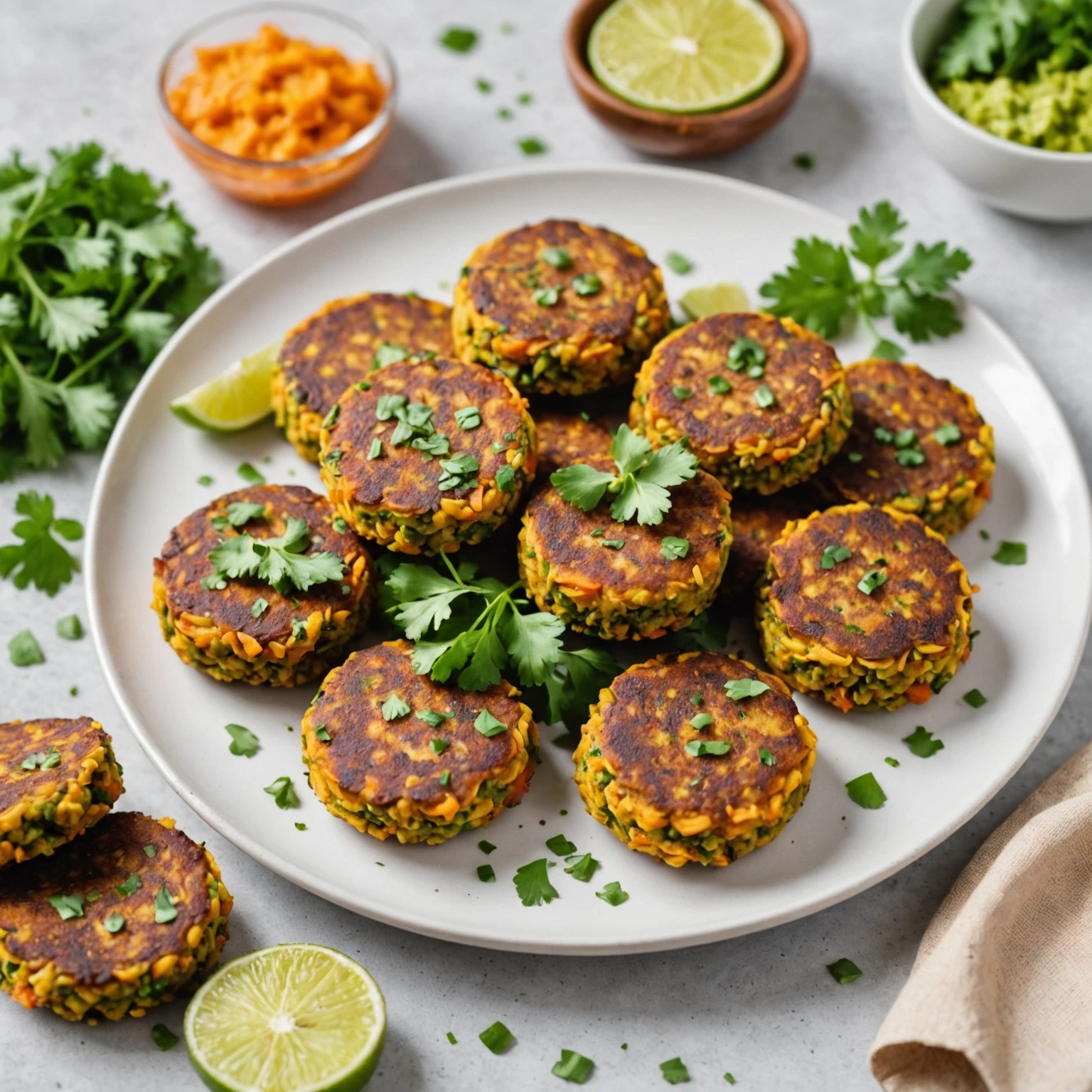 Zesty Lentil and Sweet Potato Patties with Cilantro and Lime