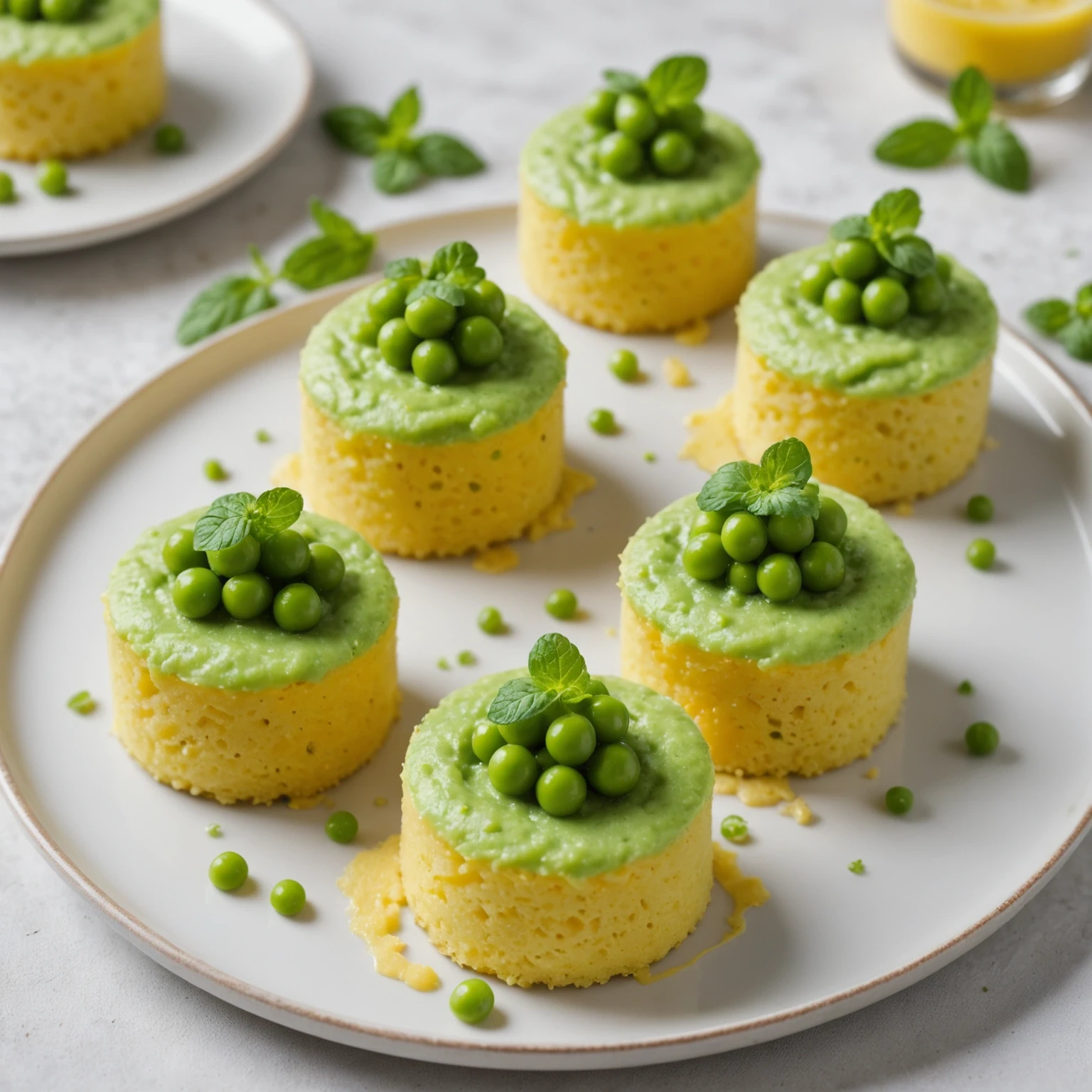Soft Polenta and Pea Toddler Cakes with Mild Mint