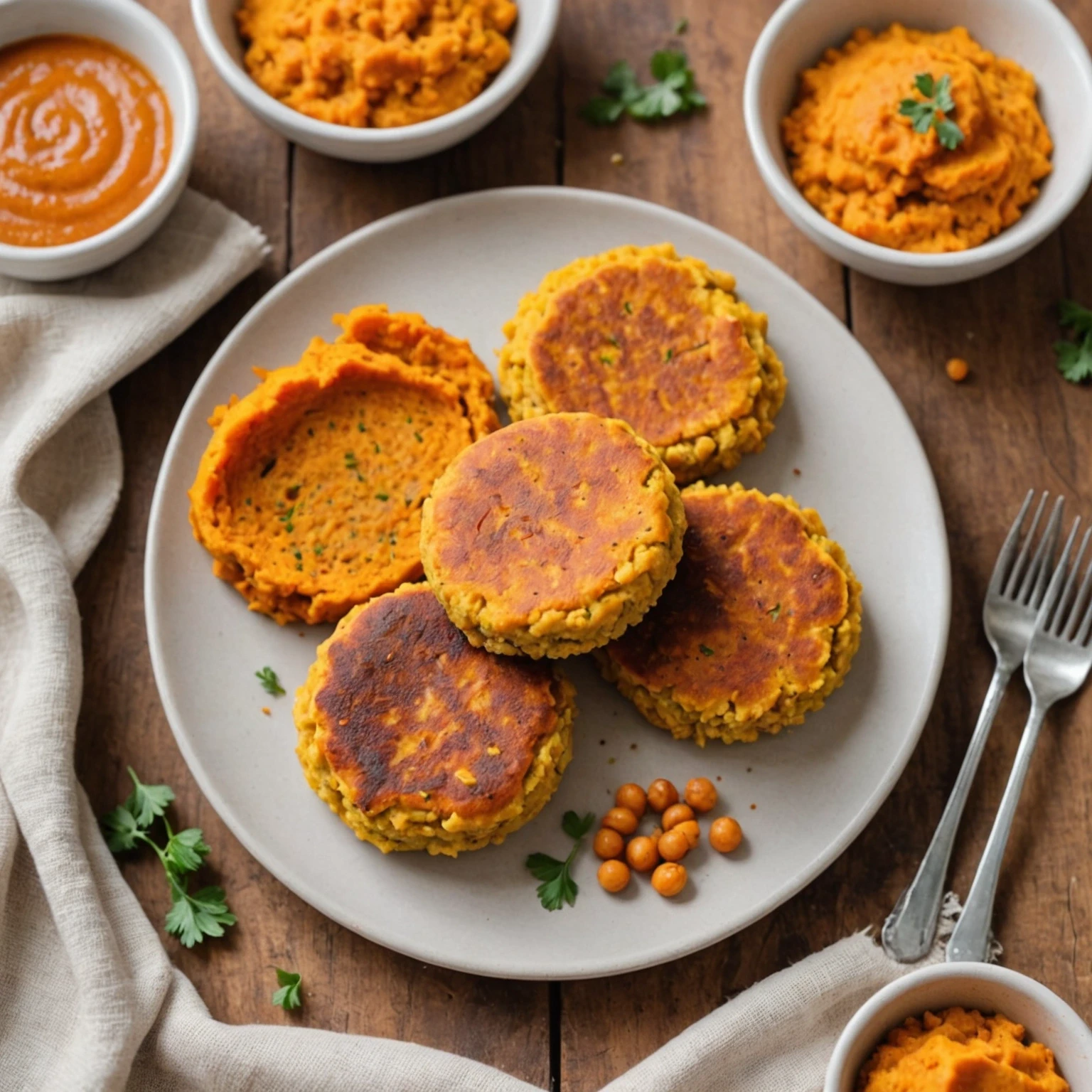Chickpea and Sweet Potato Mashed Patties with Mild Smoked Paprika