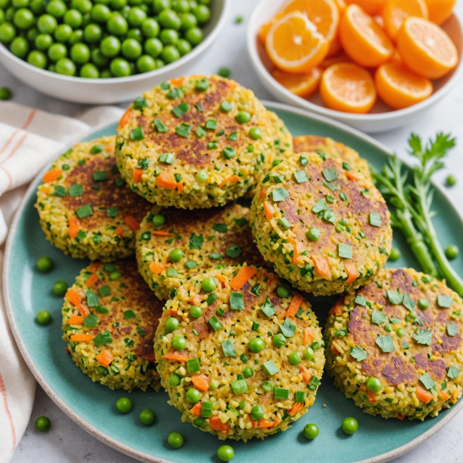 Savory Millet and Sweet Pea Toddler Patties with Mild Lemon Herb Dressing