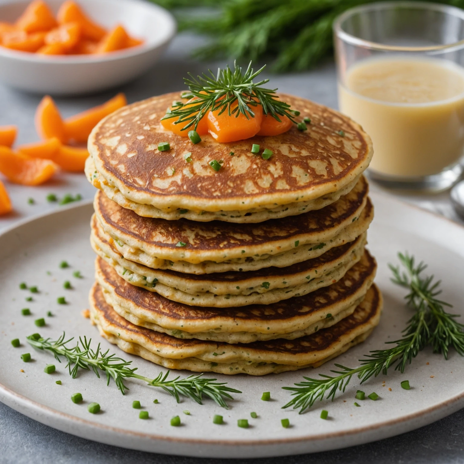 Savory Buckwheat and Carrot Toddler Pancakes with Mild Dill