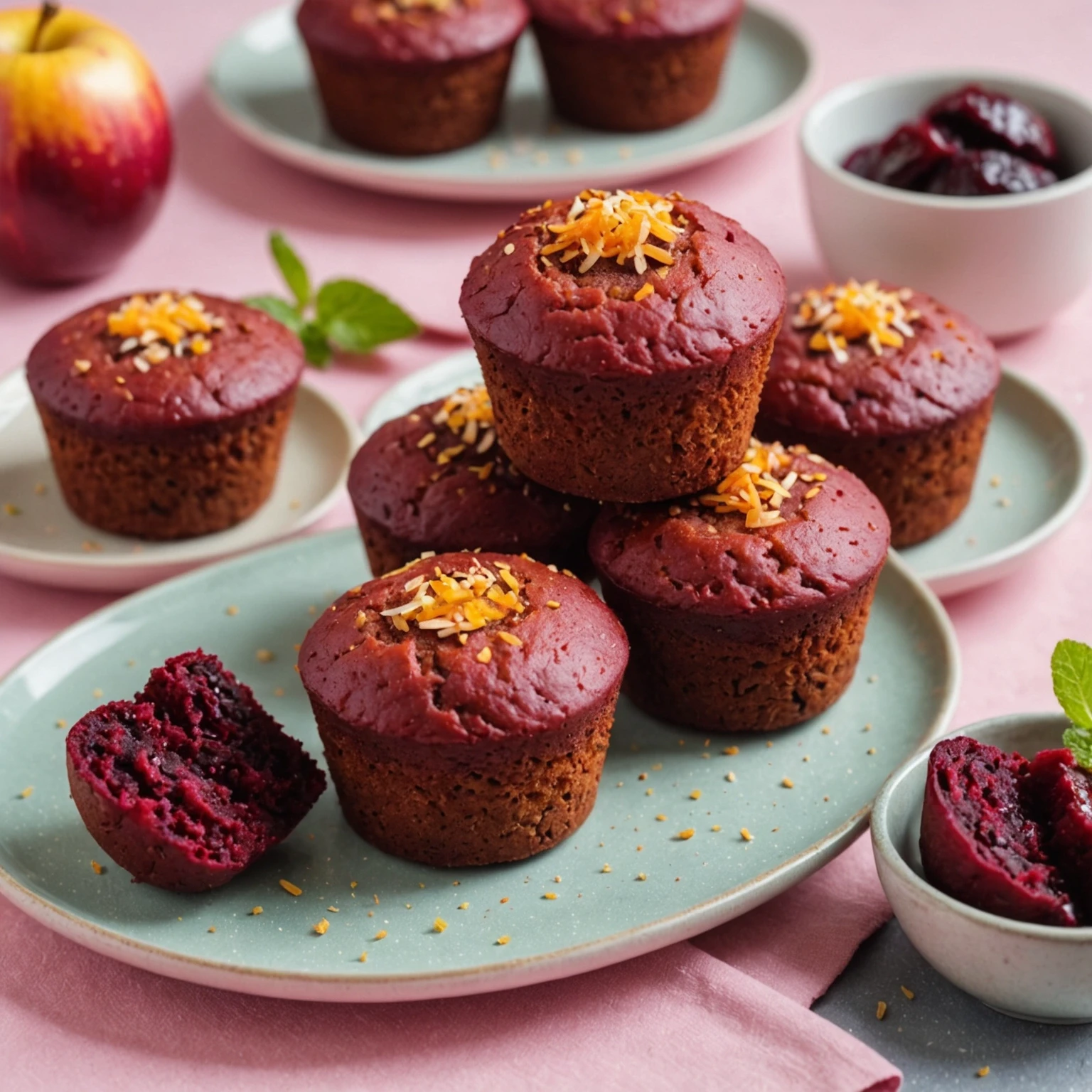 Tangy Beetroot and Apple Mini Cakes with Orange Zest