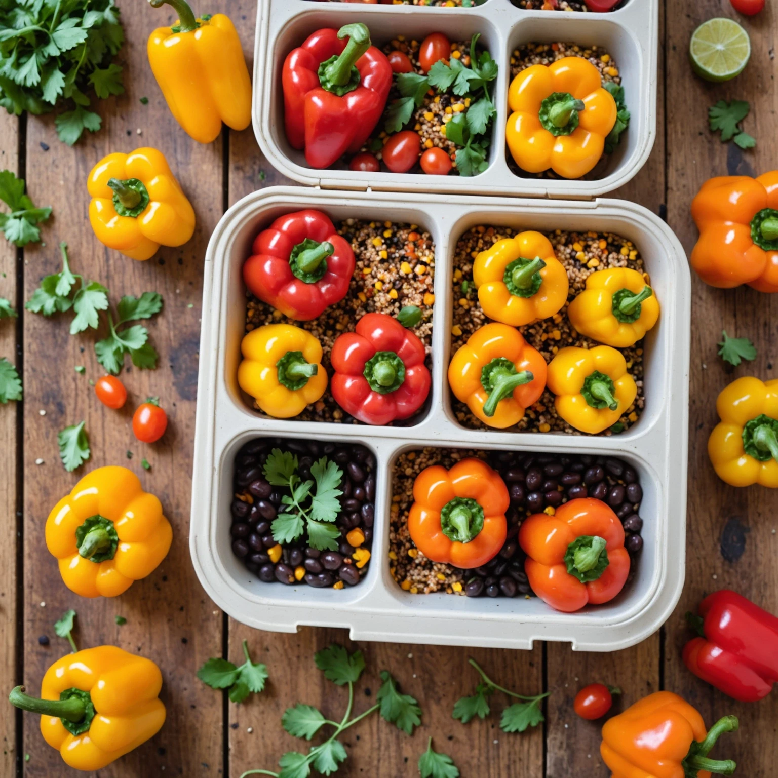 Stuffed Mini Bell Peppers with Quinoa and Black Beans