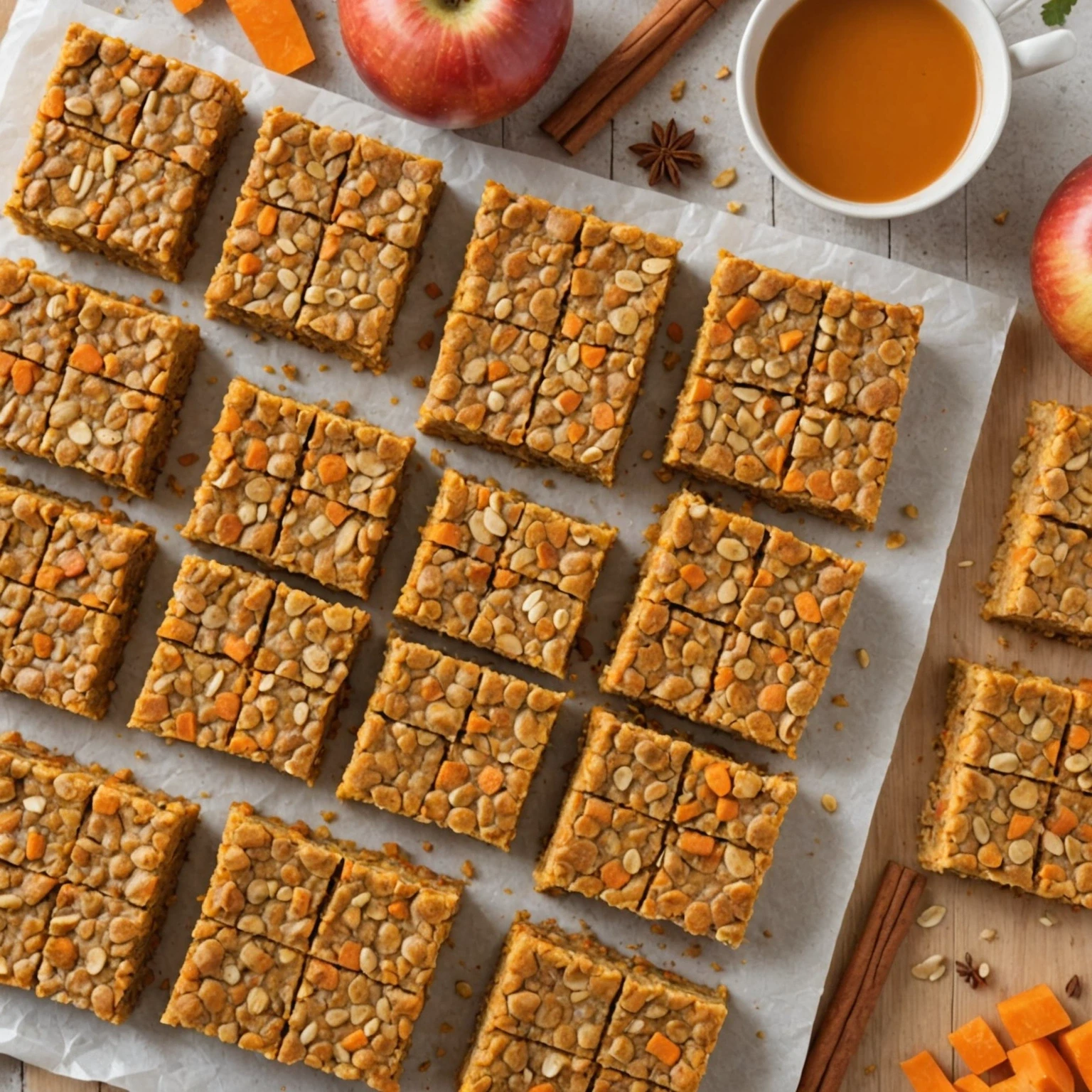 Carrot and Apple Savory Breakfast Bars with Mild Ginger