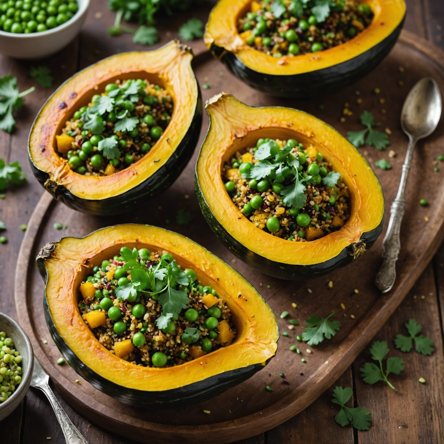 Protein-Packed Vegan Quinoa and Pea Stuffed Squash Boats