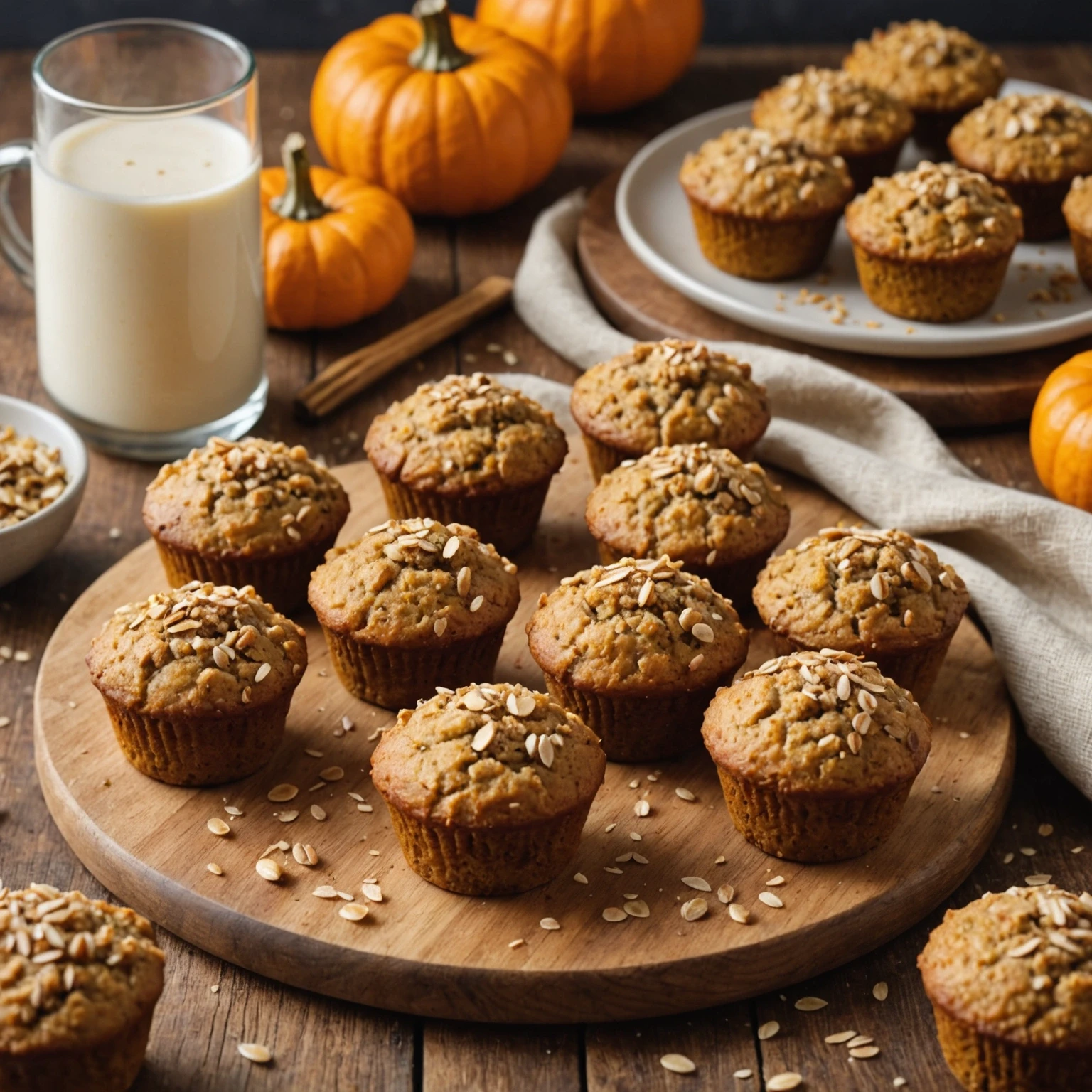 Mini Banana and Pumpkin Muffin Bites with Oat Topping