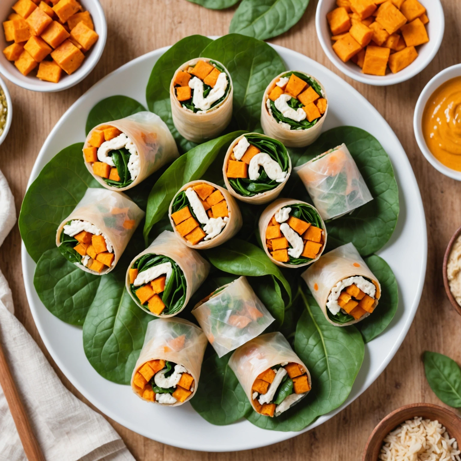 Nut-Free Hummus and Roasted Sweet Potato Rice Paper Rolls