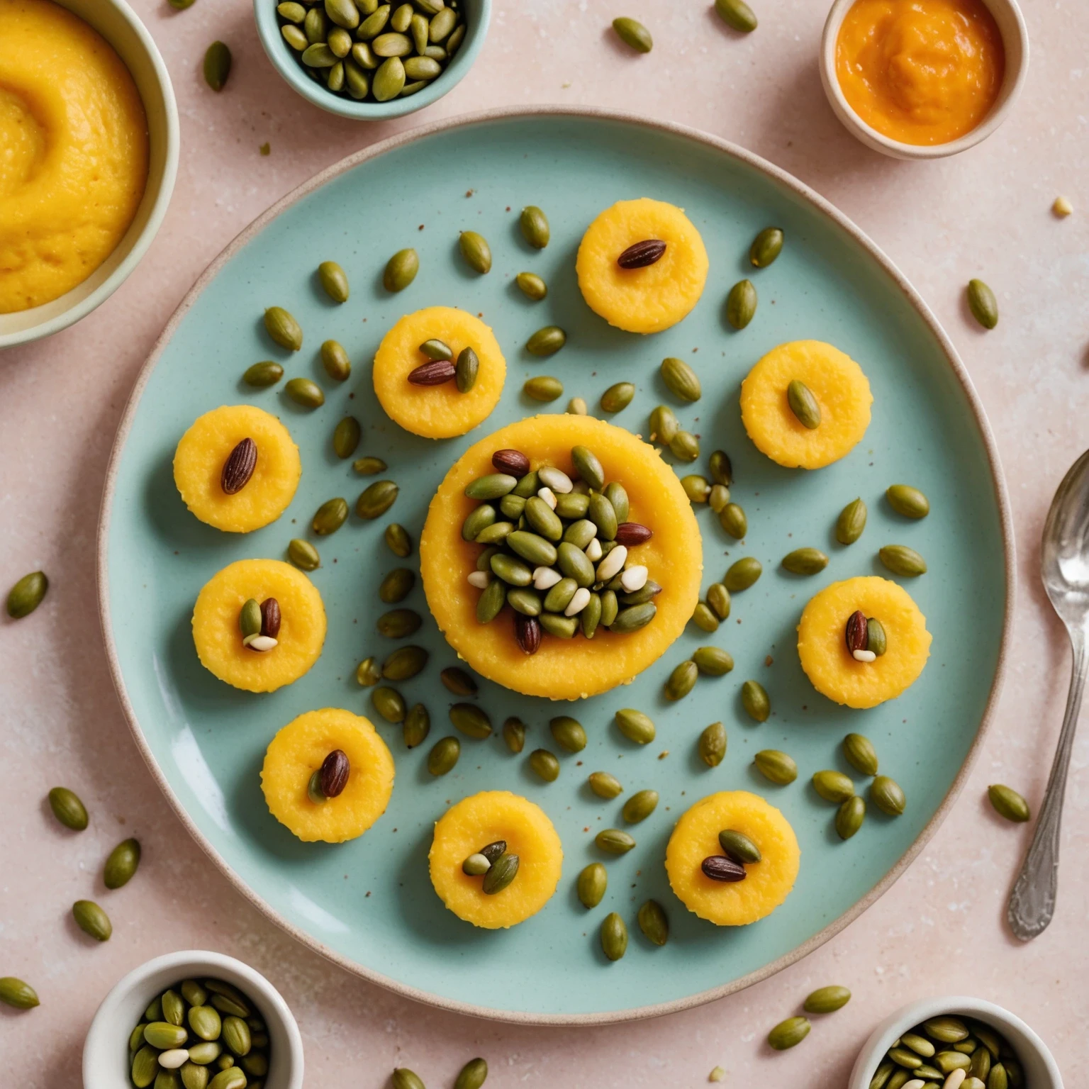 Nut-Free Polenta and Pumpkin Seed Mini Bites with Mild Spices