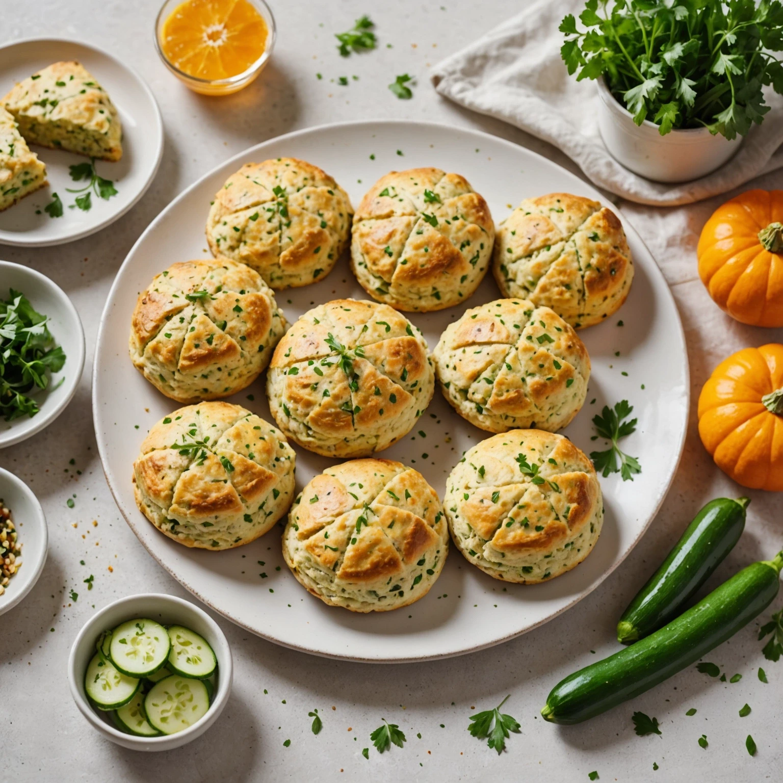 Nut-Free Pumpkin and Zucchini Savory Scones with Mild Herb Seasoning