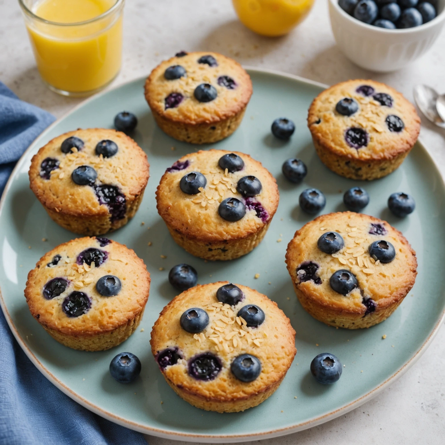 Gluten-Free Quinoa and Blueberry Breakfast Cakes with Chia and Lemon