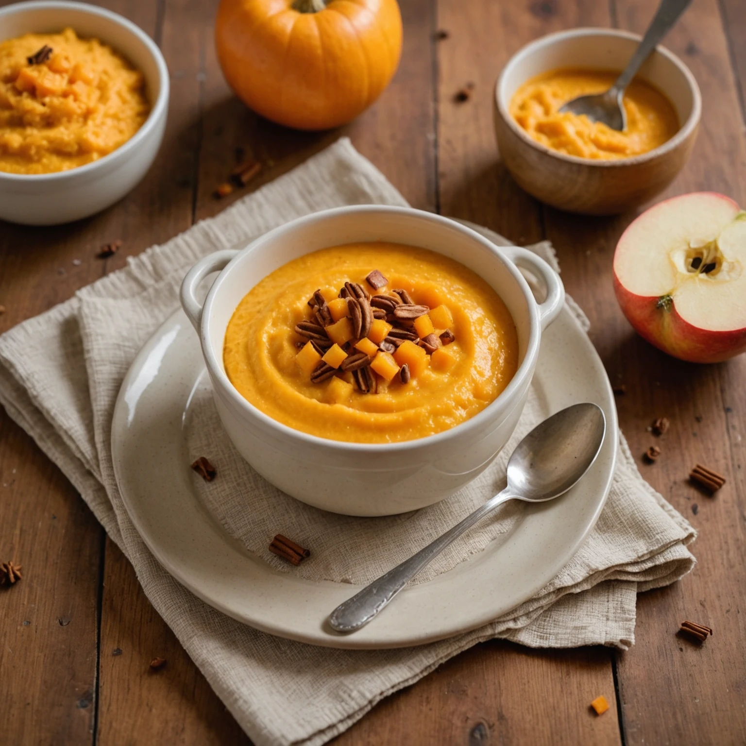 Creamy Butternut Squash and Apple Puree with Gentle Cinnamon