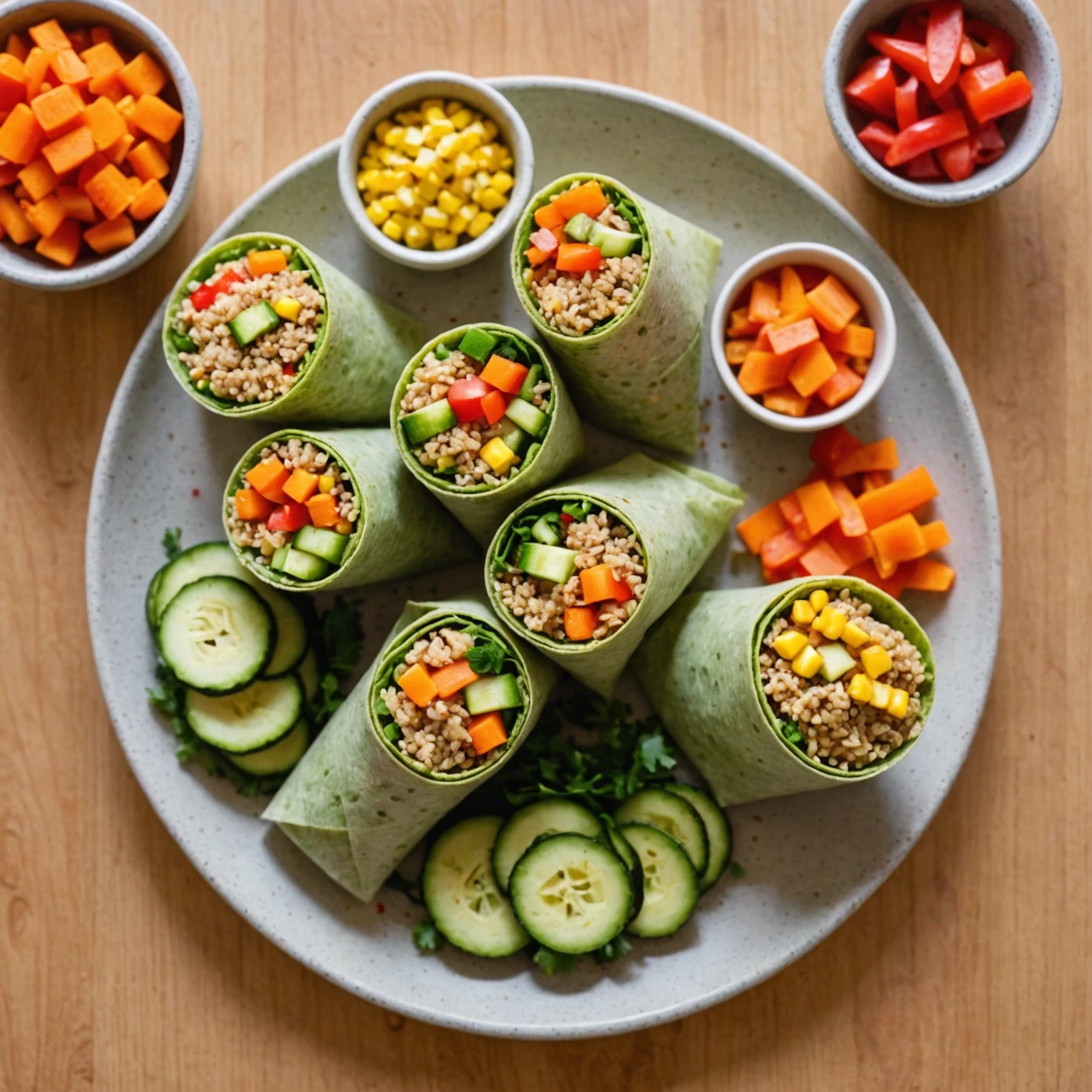 Mildly Spiced Quinoa and Vegetable Savory Hand Rolls