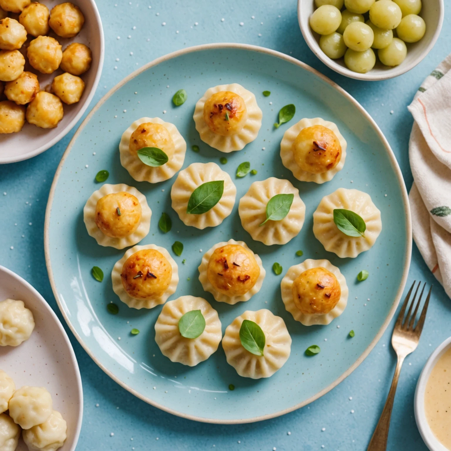 Tender Pear and Cauliflower Mini Dumplings with Mild Herb Sauce