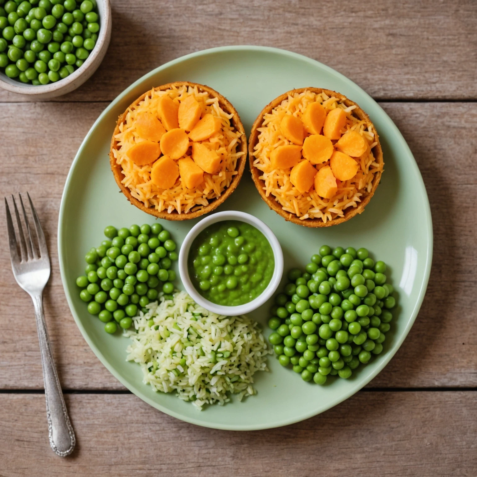 Nut-Free Sweet Potato and Pea Rice Nests