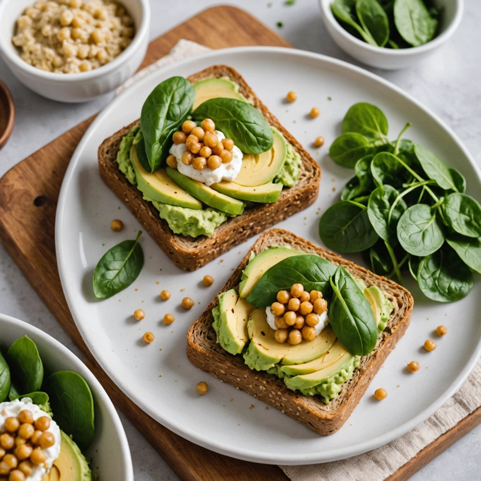 Savory Chickpea and Avocado Spread on Soft Whole Grain Toast