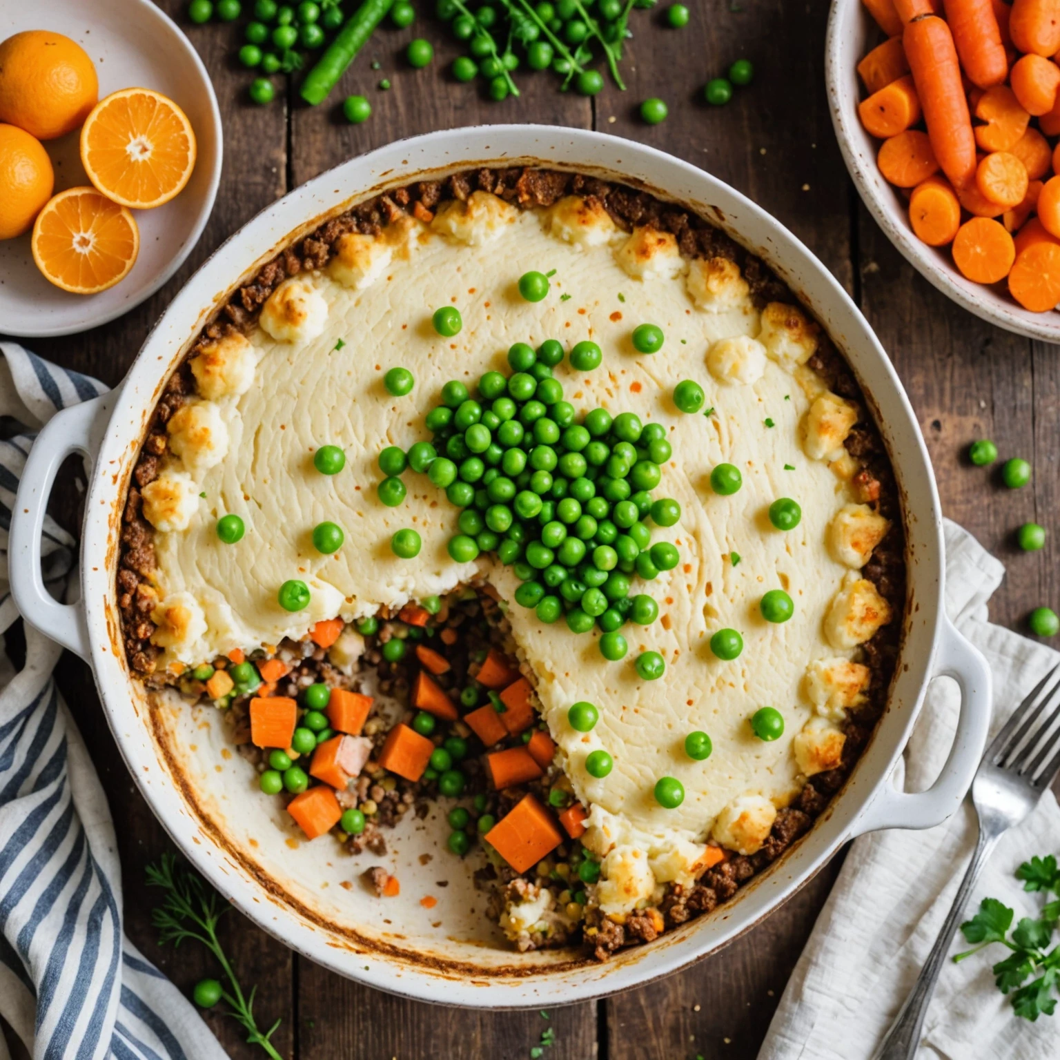 Creamy Cauliflower and Chickpea Shepherd’s Pie with Cauliflower Mash