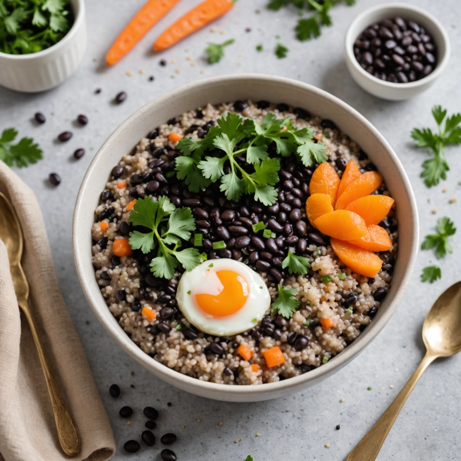 Savory Black Bean and Quinoa Breakfast Porridge with Mild Smoked Paprika