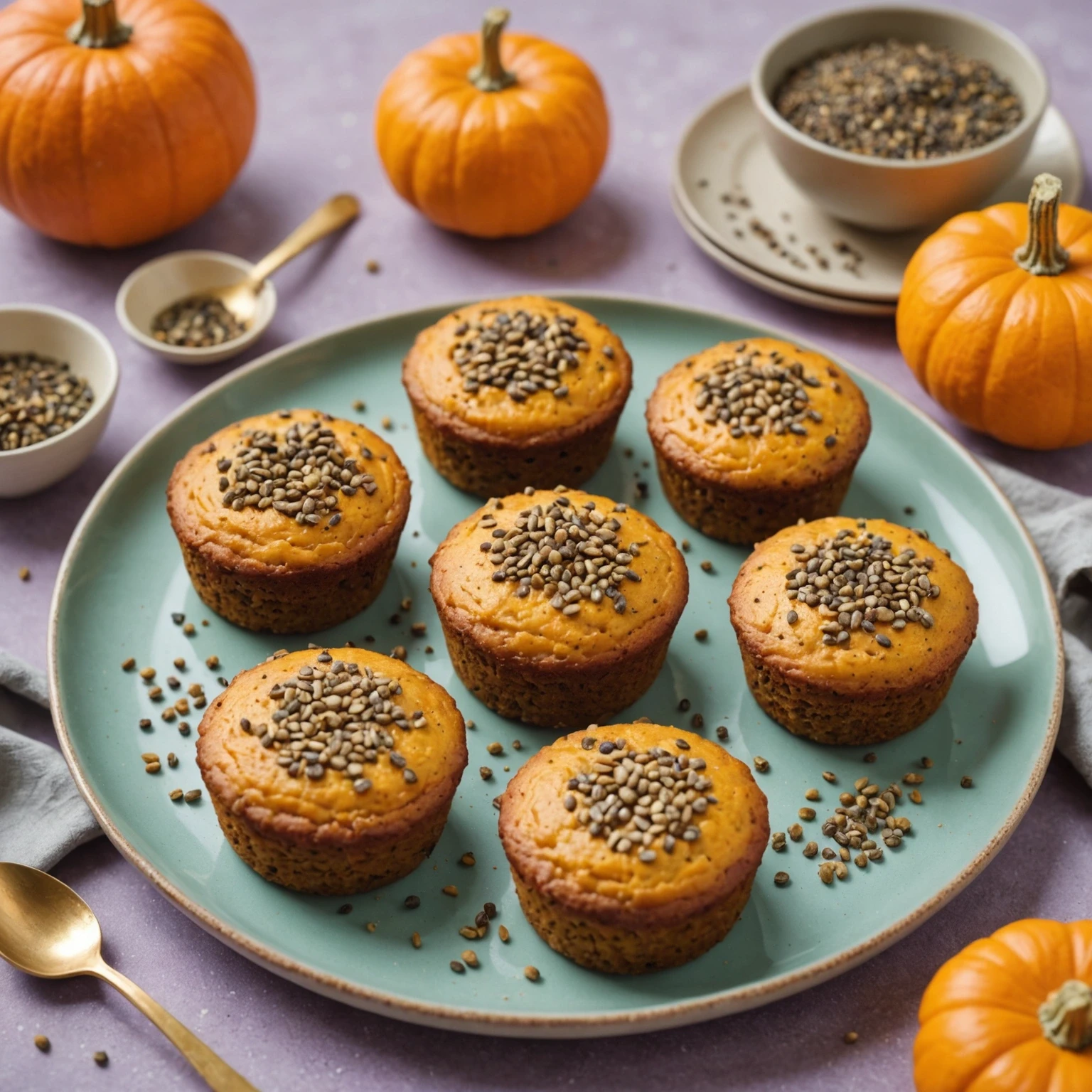 Baked Pumpkin and Chia Seed Mini Breakfast Cakes for Toddlers