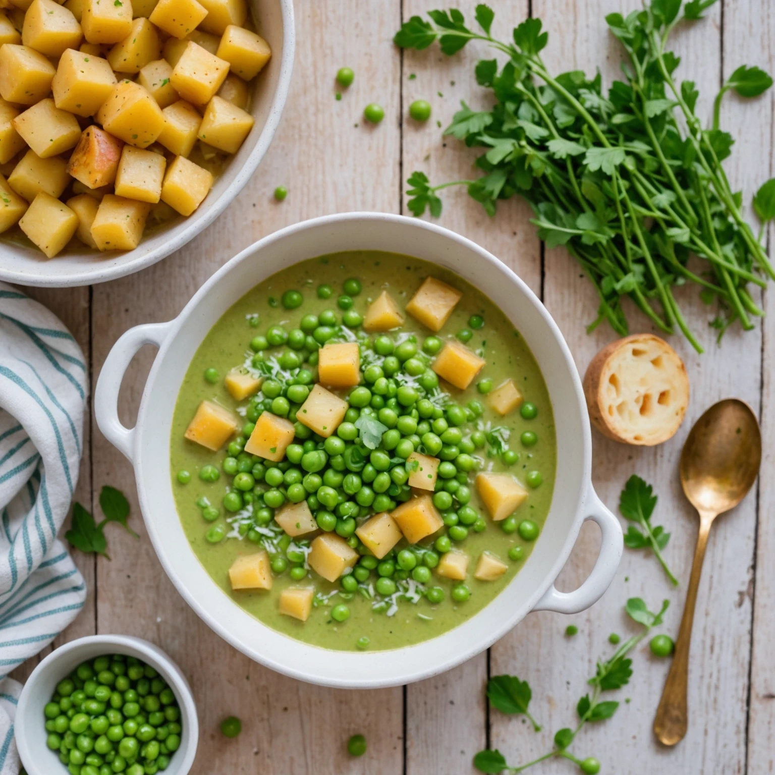 One-Pot Creamy Sweet Pea and Potato Stew with Mild Dill