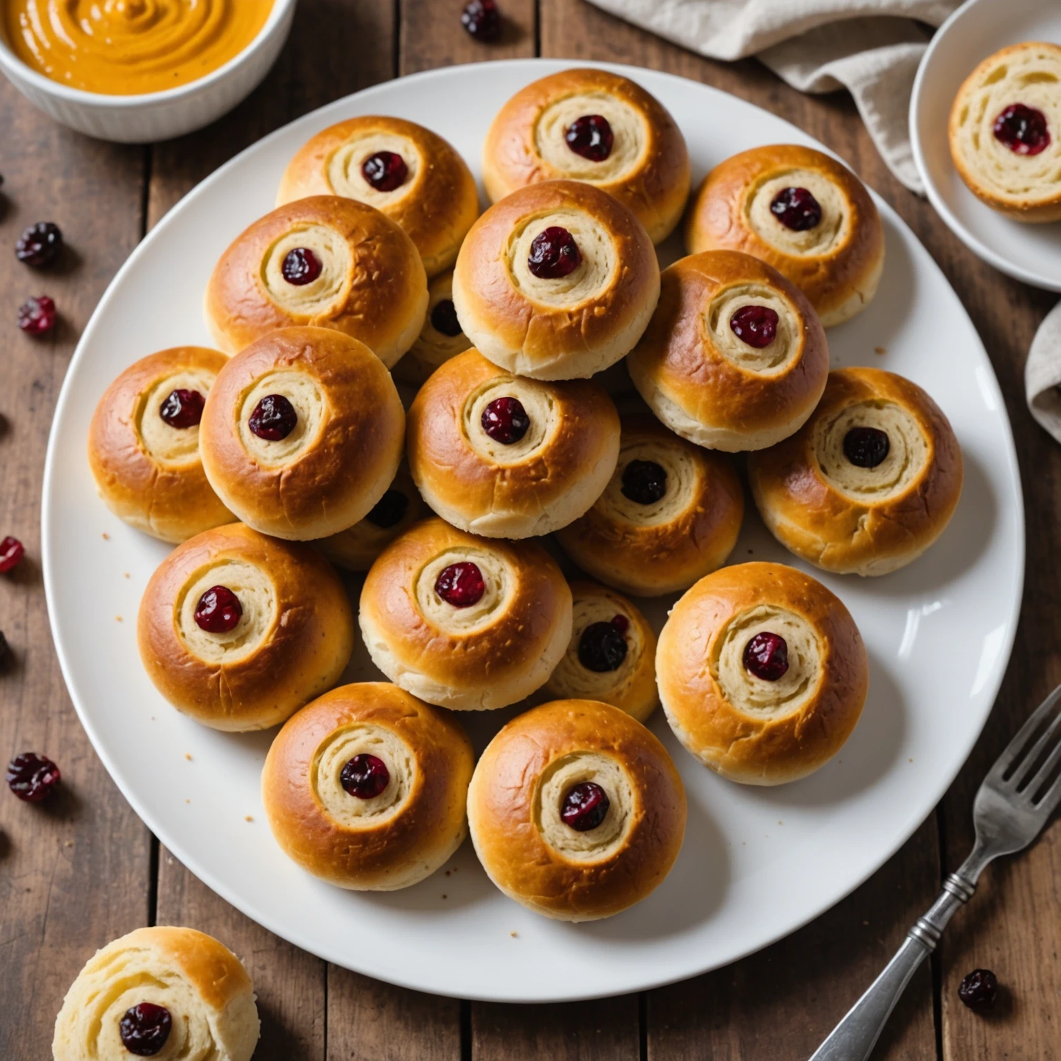 Festive Roasted Pumpkin and Cranberry Savory Bread Rolls