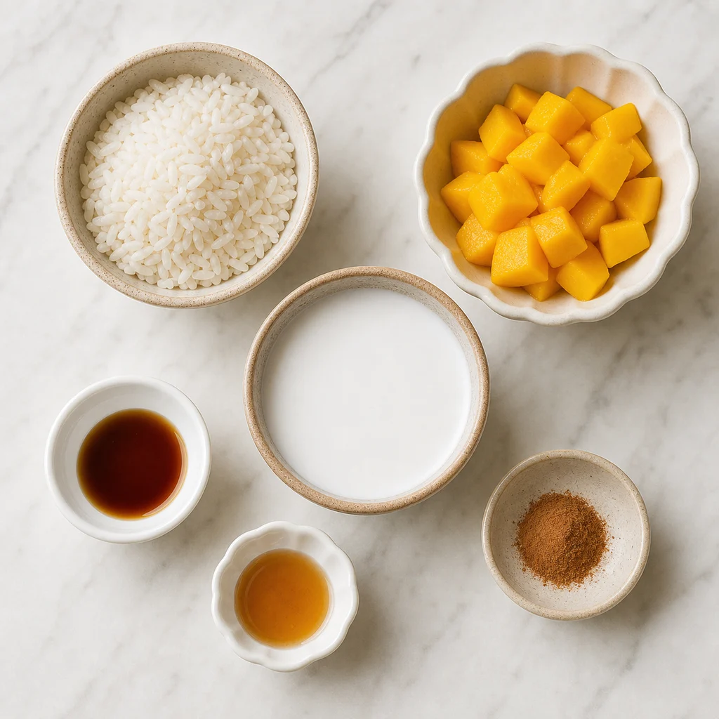 Mango Coconut Rice Pudding for Toddlers ingredients for TinyTummyTreats