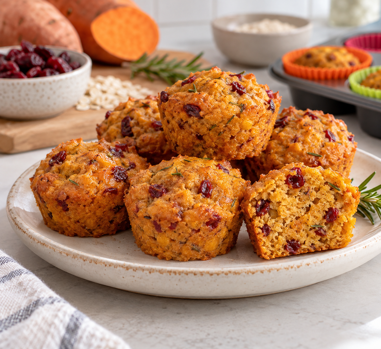 Festive Sweet Potato and Cranberry Savoury Tartlets