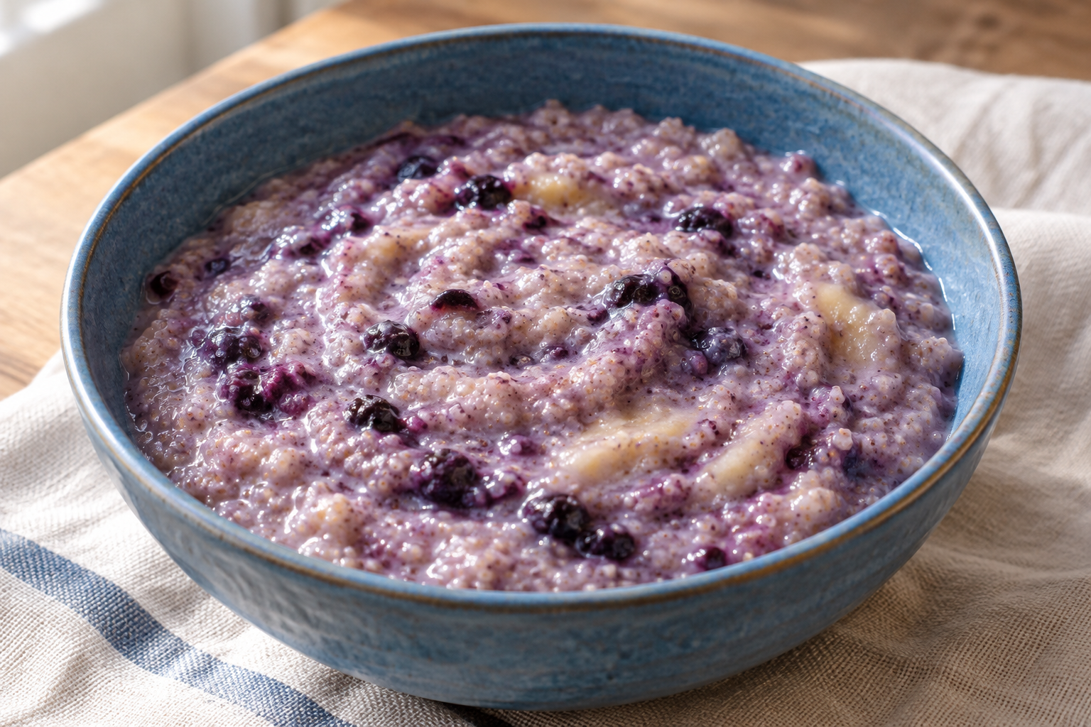 Amaranth and Blueberry Toddler Breakfast Porridge