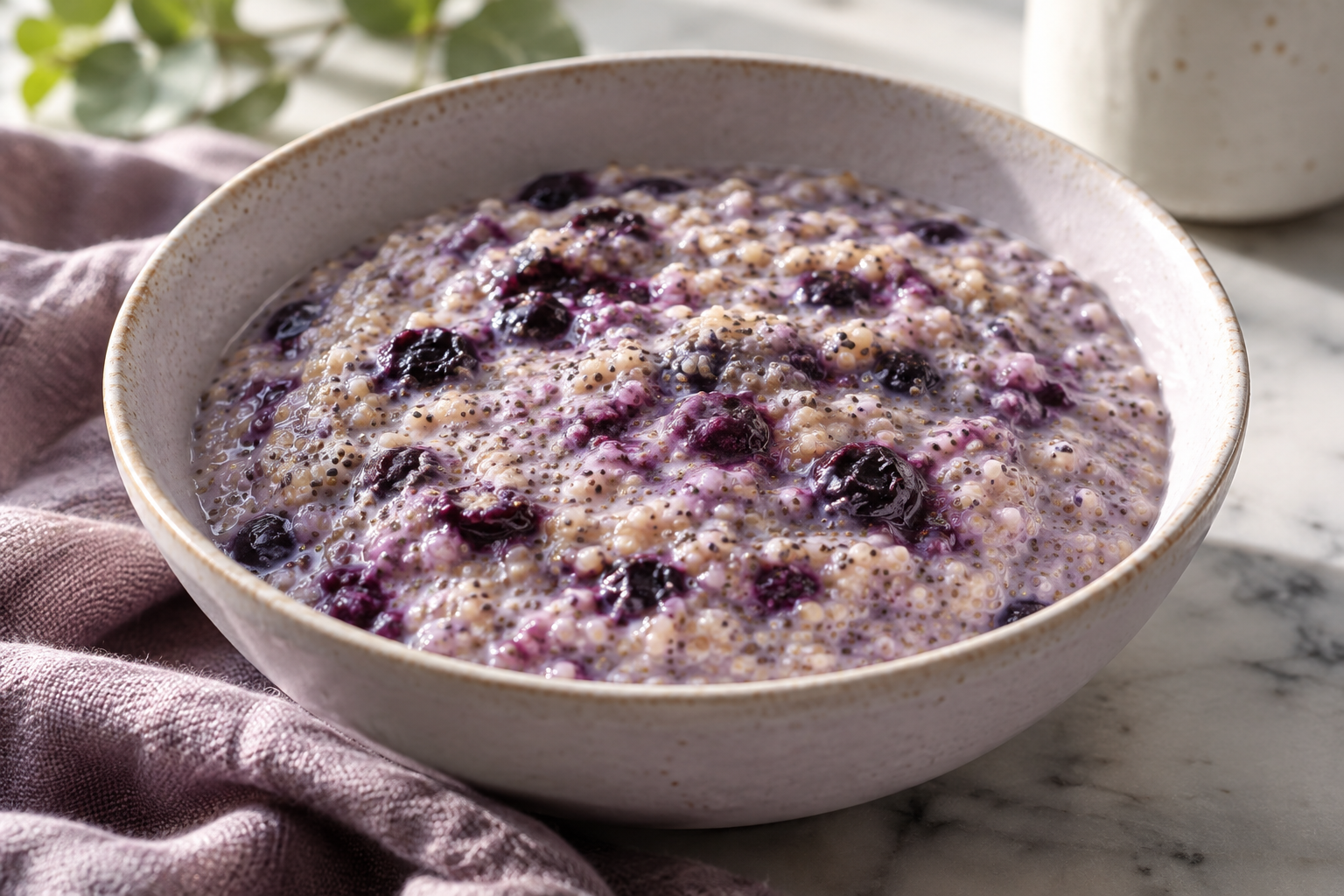 Blueberry and Amaranth Porridge with Chia Seeds