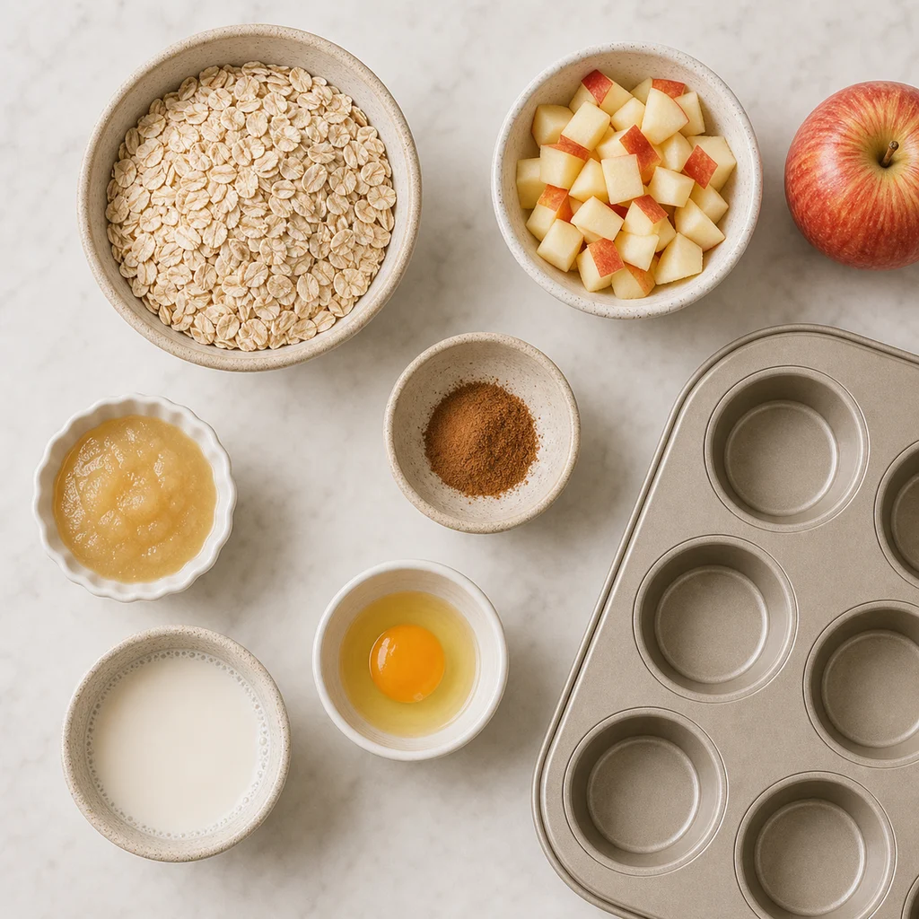 Apple Cinnamon Baked Oatmeal Cups ingredients image for TinyTummyTreats