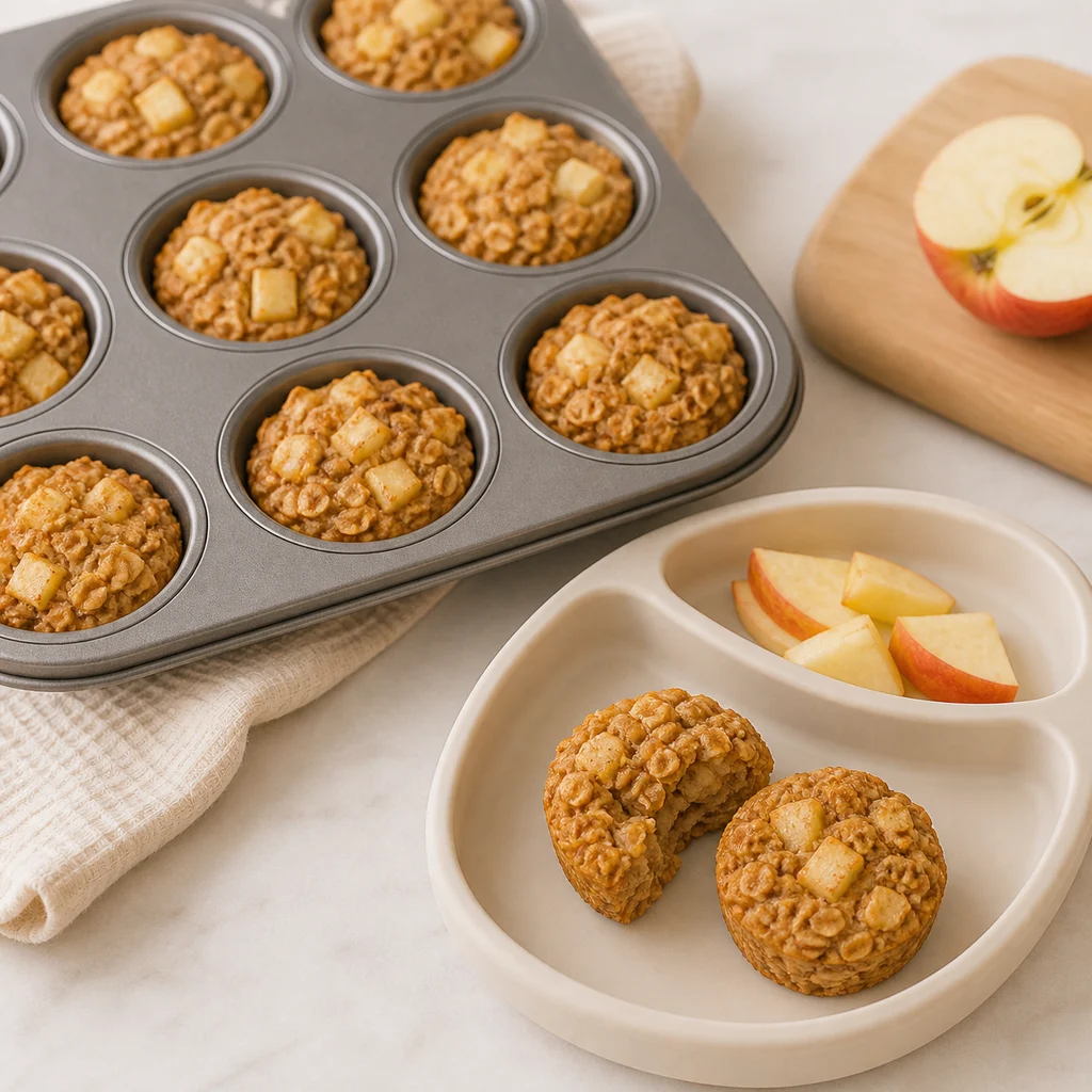 Apple Cinnamon Baked Oatmeal Cups process image for TinyTummyTreats