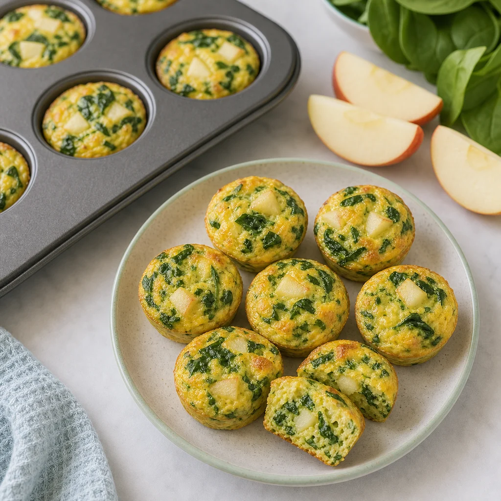 Apple Spinach Mini Muffin Frittatas Allergy Substitutions process image for TinyTummyTreats