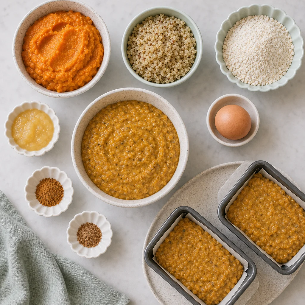Autumn Spiced Pumpkin Quinoa Mini Loaves ingredients image for TinyTummyTreats