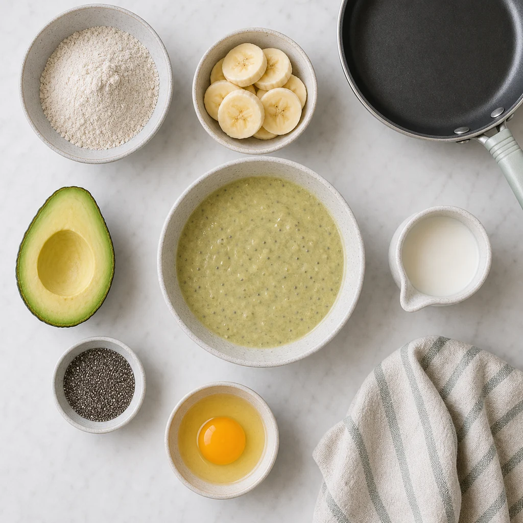 Banana Avocado Soft Pancakes Chia ingredients image for TinyTummyTreats