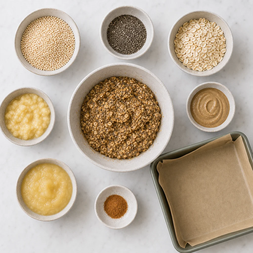Chia Amaranth No Bake Energy Bars ingredients image for TinyTummyTreats