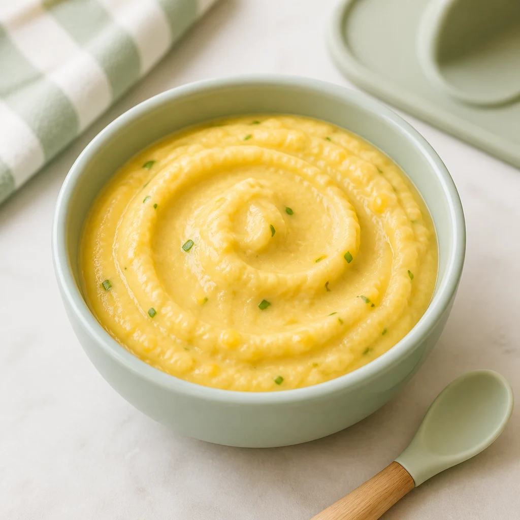 Classic Creamy Sweet Corn Potato Puree Mild Chives process image for TinyTummyTreats