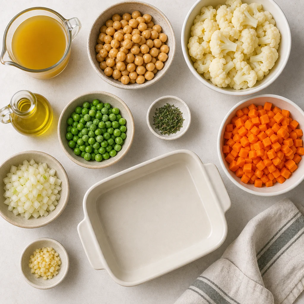 Creamy Cauliflower Chickpea Shepherds Pie Cauliflower Mash ingredients image for TinyTummyTreats