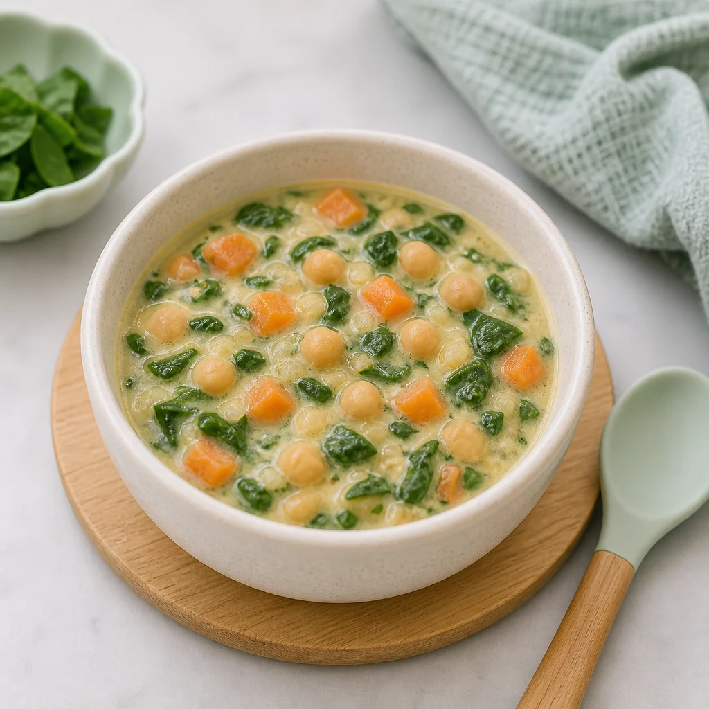 Creamy Chickpea Spinach Stew Coconut Milk process image for TinyTummyTreats