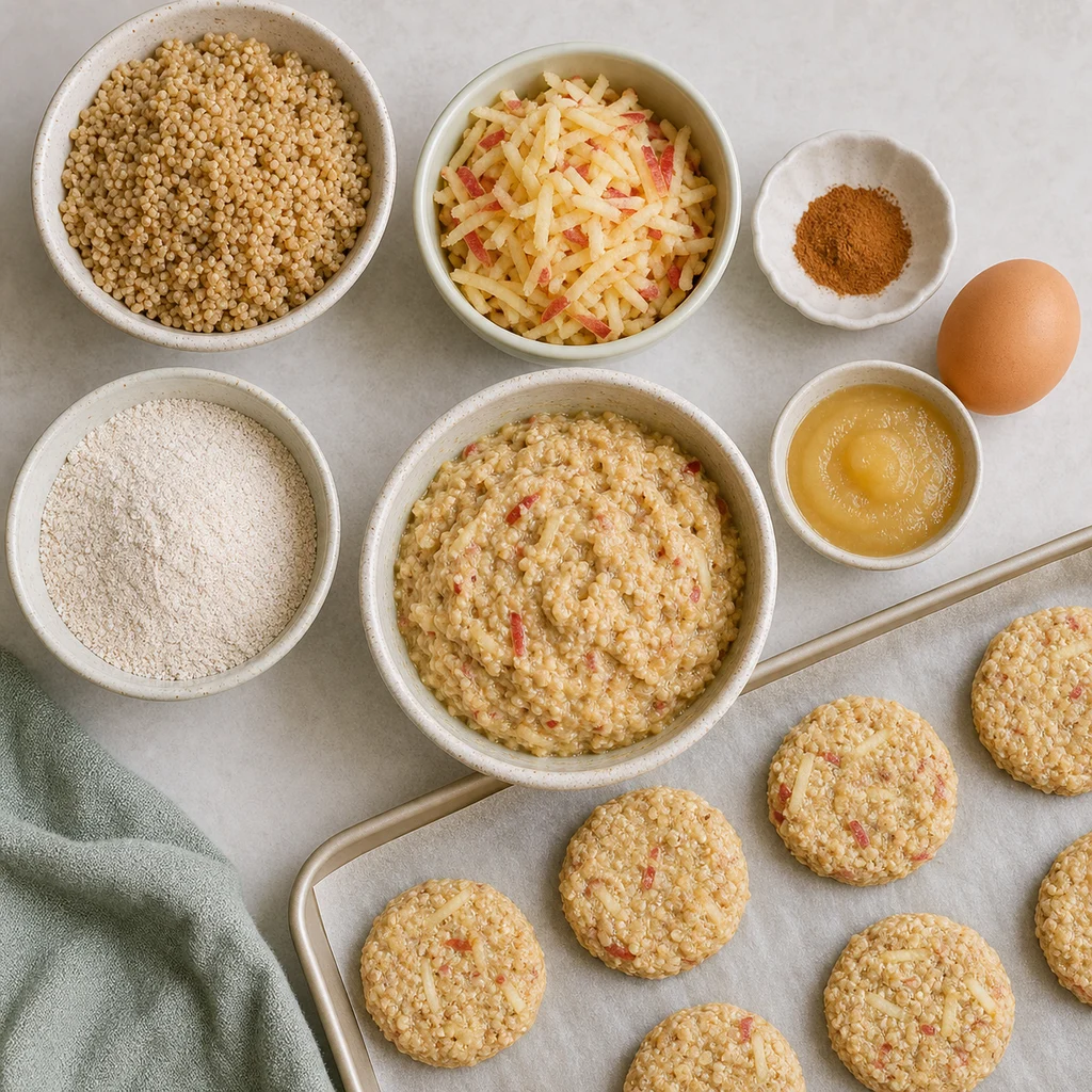 Crispy Amaranth Apple Breakfast Cakes ingredients image for TinyTummyTreats