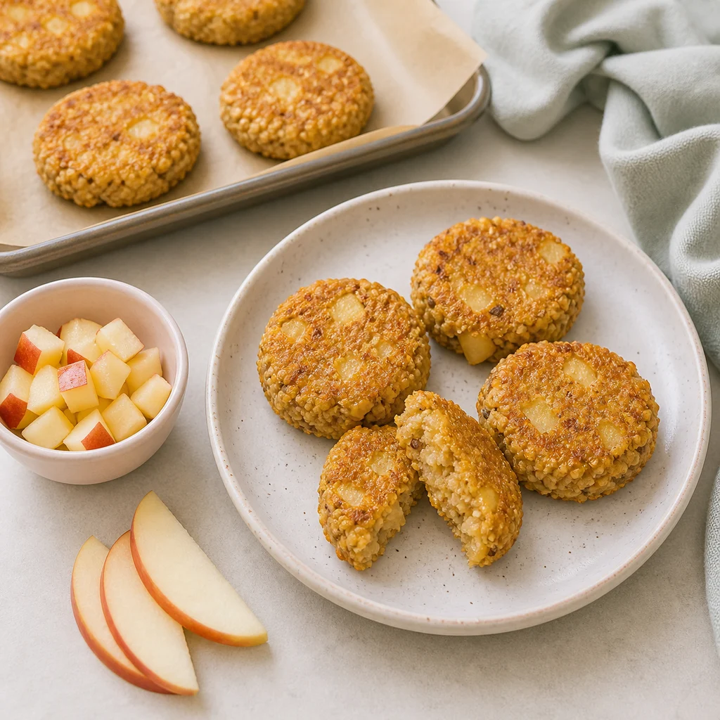 Crispy Amaranth Apple Breakfast Cakes process image for TinyTummyTreats